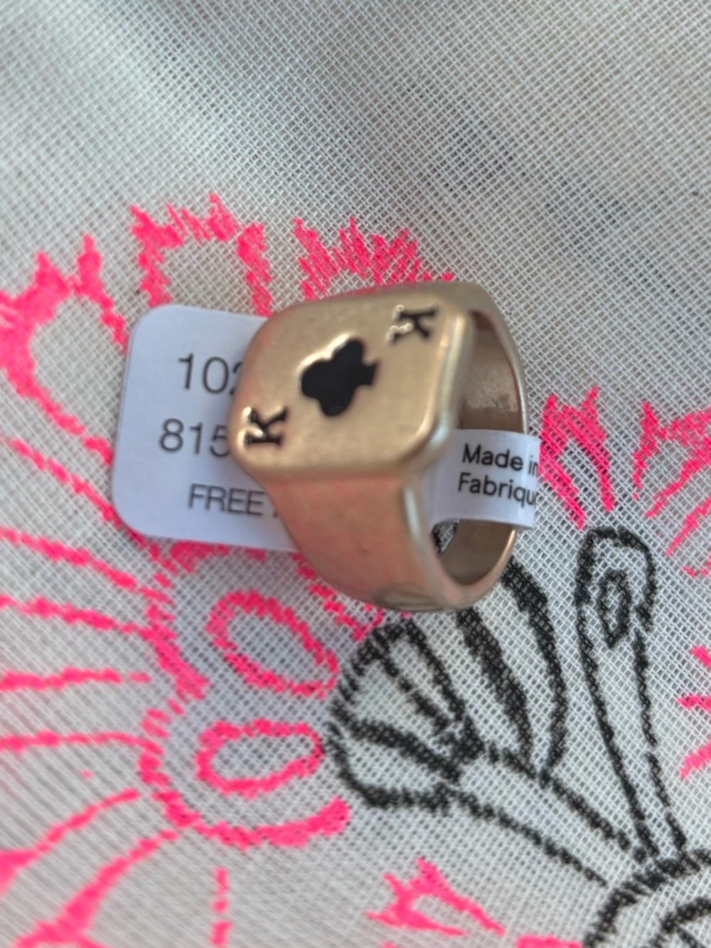 Free People Men's King of Clubs Signet Ring - gold plated sz 7 - Picture 5 of 5